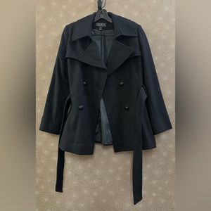 🔥🔥🔥Collezione Petite Black Belted Wool Coat Large